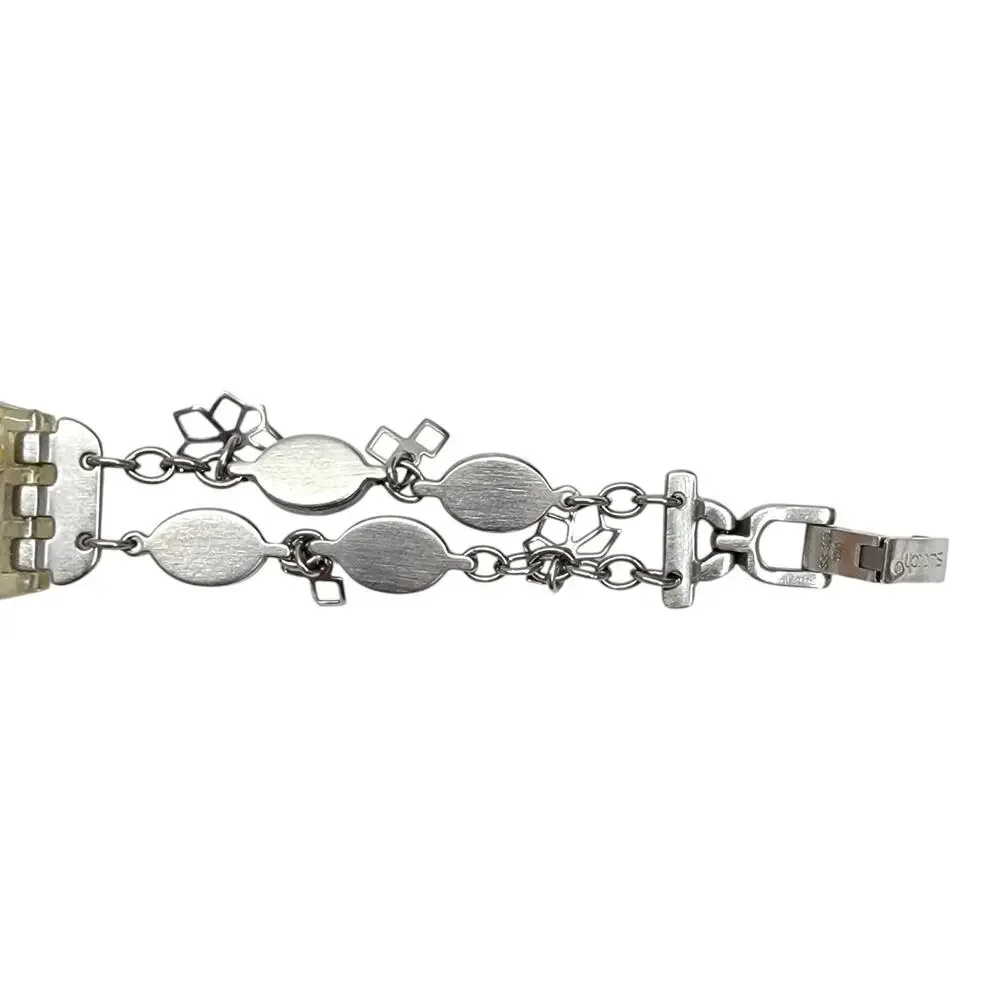 Swatch 2009 Lady Charm Bracelet Watch Swiss Quartz Multicolor Stone Dainty